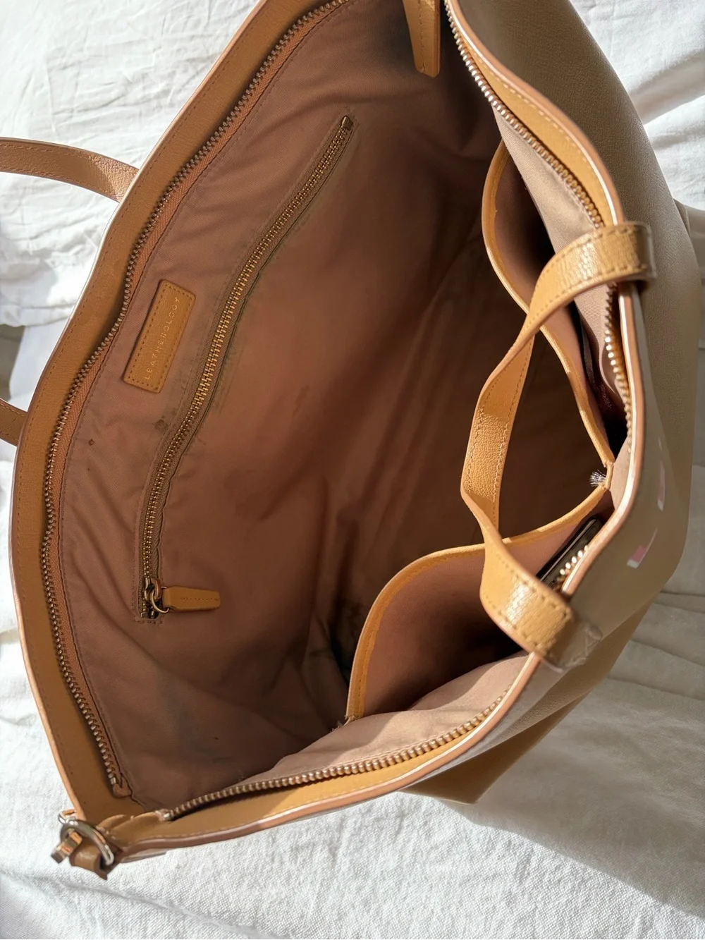 Leatherology Alex Work Bag Tan Leather Tote monogrammed “Lex”
